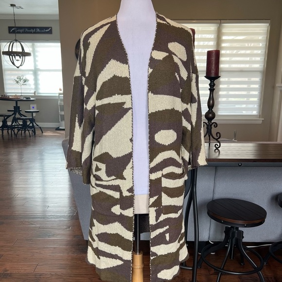 Miss Me Blend In Camo Kimono Oversized Cardigan Sweater S Long Duster Open Front - Picture 4 of 12